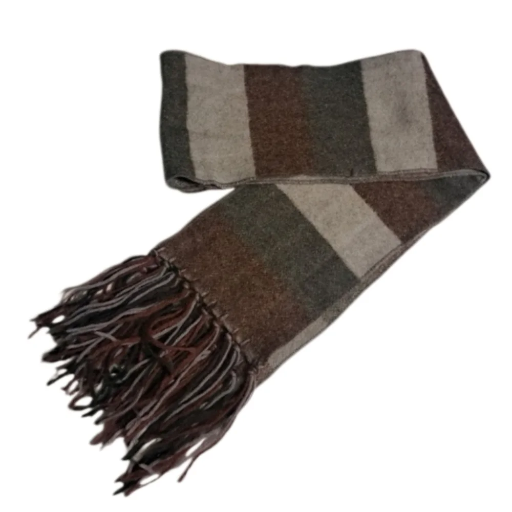 Striped Wool Scarf with Fringe